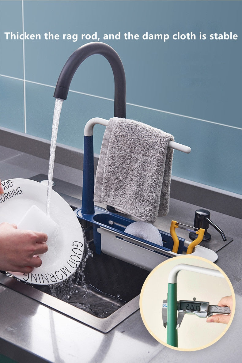 Telescopic Sink Rack – Adjustable Kitchen Organizer for Smart Storage