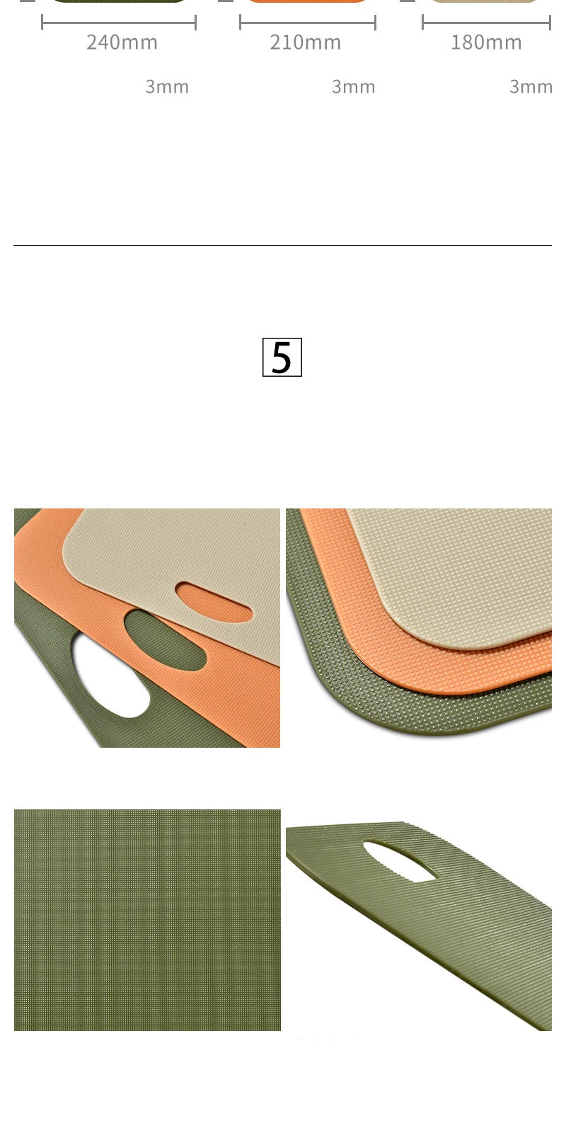 PP Non-Slip Square Chopping Board Easy-Clean Kitchen Tool Effortless Essentials