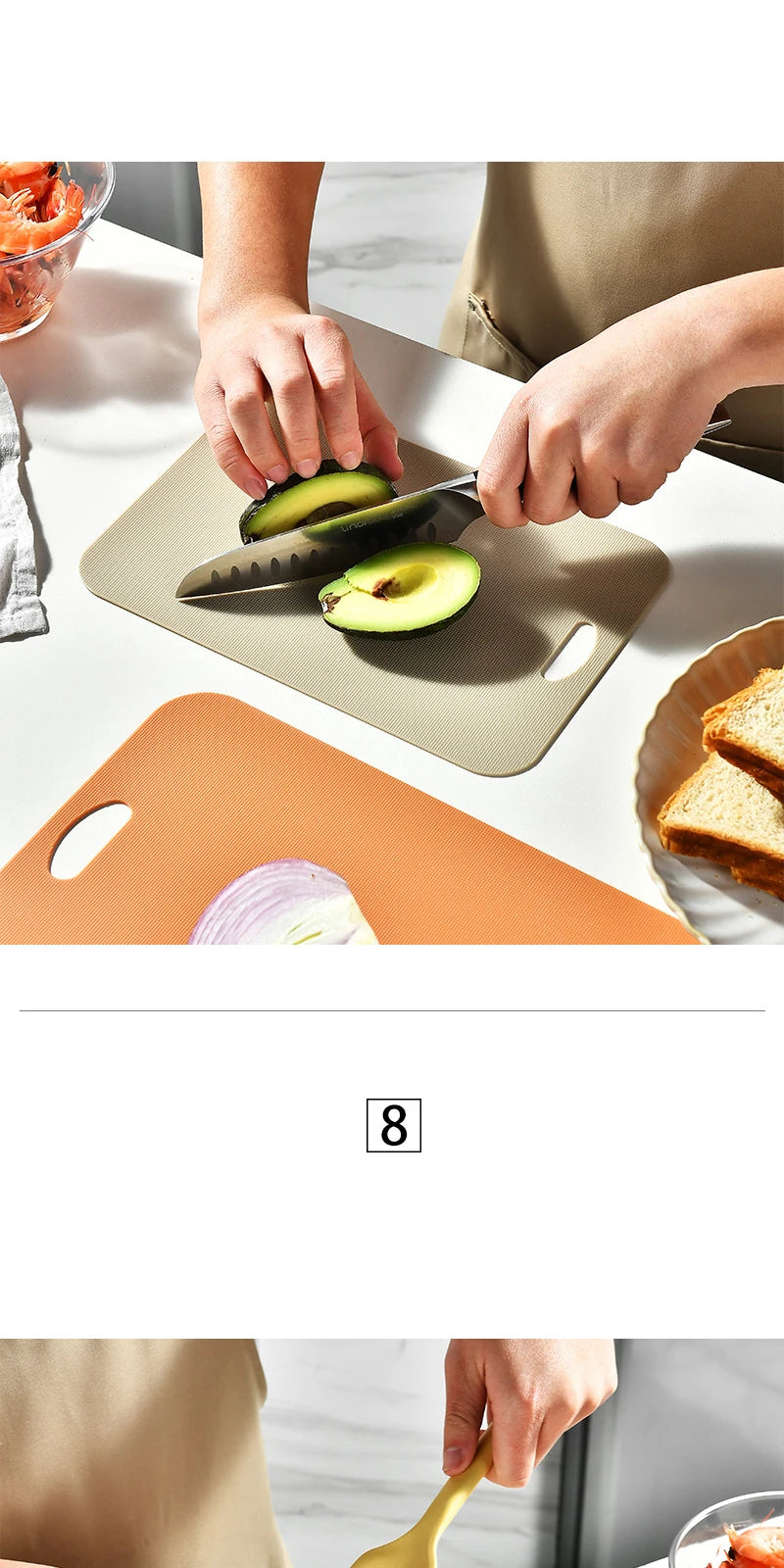PP Non-Slip Square Chopping Board Easy-Clean Kitchen Tool Effortless Essentials