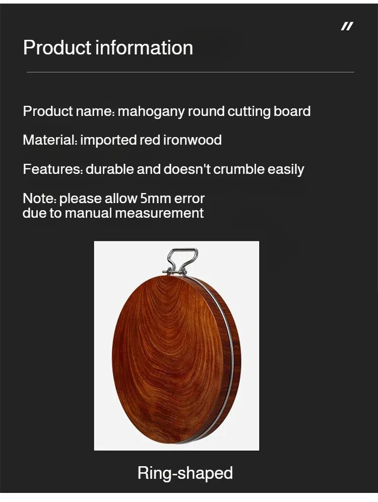 Solid Ironwood Round Thick Chopping Board Effortless Essentials