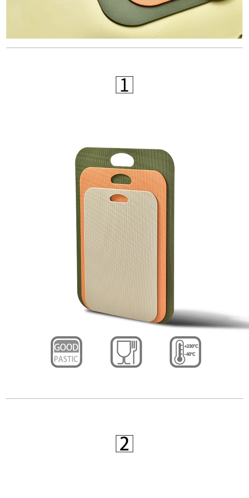 PP Non-Slip Square Chopping Board Easy-Clean Kitchen Tool Effortless Essentials