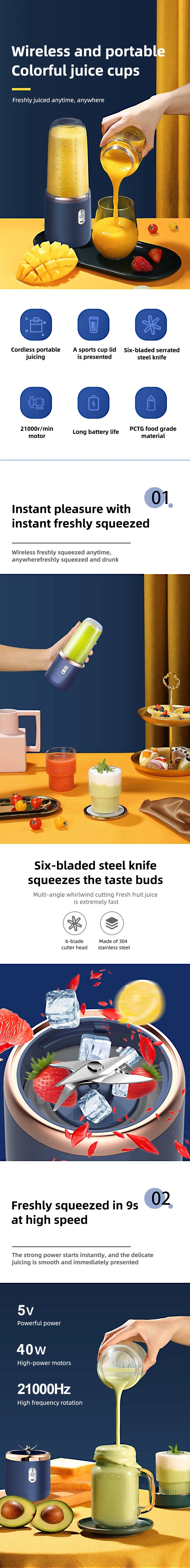 Portable Electric Blender Bottle – Smoothie &amp; Juice Maker Effortless Essentials