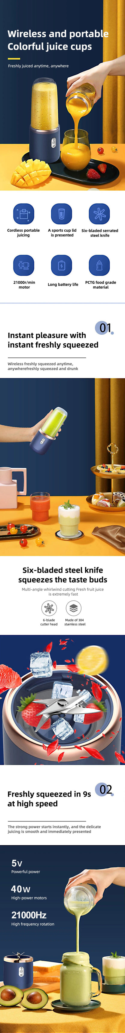 Portable Electric Blender Bottle – Smoothie &amp; Juice Maker Effortless Essentials