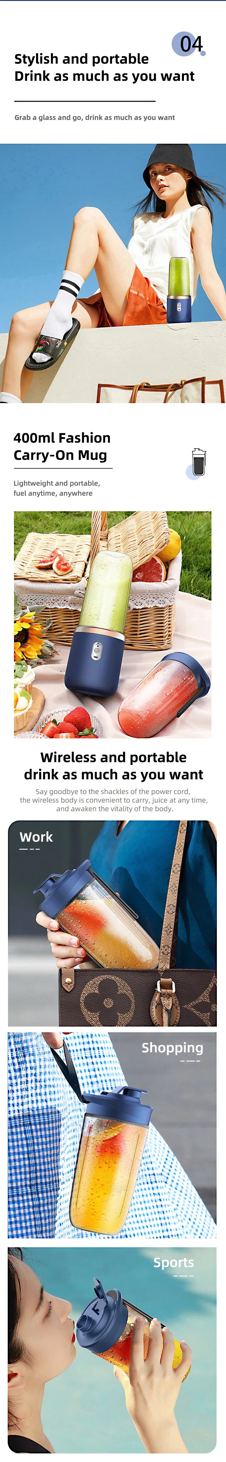 Portable Electric Blender Bottle – Smoothie &amp; Juice Maker Effortless Essentials
