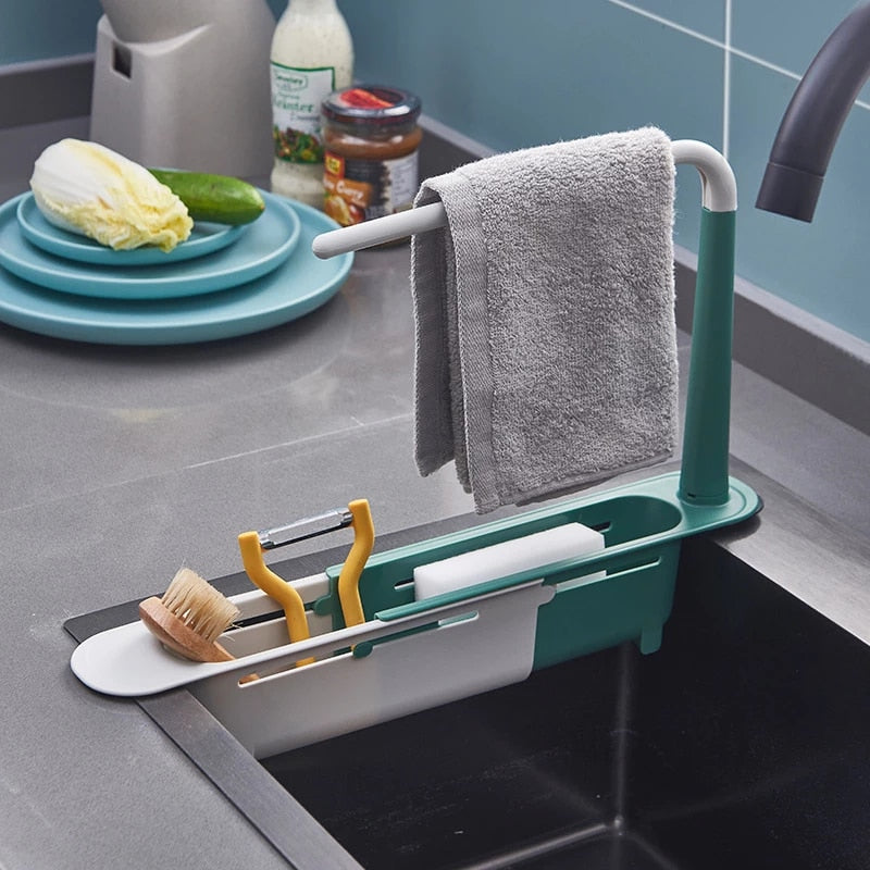 Telescopic Sink Rack – Adjustable Kitchen Organizer for Smart Storage